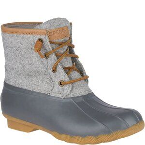 NEW Sperry Saltwater Wool Embossed Duck Boots, Grey, Size 7.5